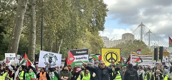 Thousands join pro-Palestine march in London marking third anniversary of Gaza war